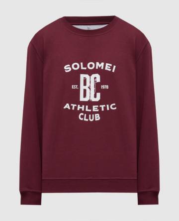 Бордовый свитшот с брендовым принтом