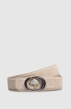 Бежевый ремень из кожи крокодила