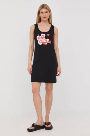 Хлопковое платье Love Moschino цвет чёрный mini прямая Хлопковое платье Love Moschino цвет чёрный mini прямая