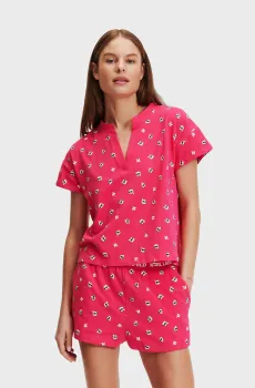 Женская розовая пижама с узором (футболка, шорты) IKONIK 2.0 Розовый XL Karl Lagerfeld 245W2121