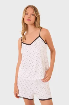 Женская белая пижама в горошек (топ, шорты) Белый L womensecret 4752525