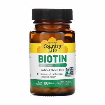 Биотин Country Life Biotin 1 мг, 100 таблеток Биотин Country Life Biotin 1 мг, 100 таблеток