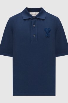 Синее поло с фактурной нашивкой эмблемы