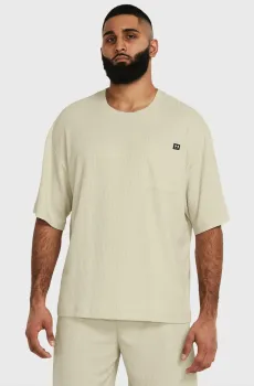 Мужская бежевая футболка UA Rival Waffle Crew Бежевый L Under Armour 1383106-273