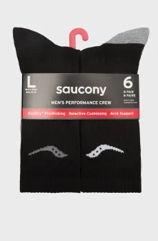 Мужские черные носки (6 пар) VENTILATING COMFORT FIT Черный 43-46 Saucony S611002-001