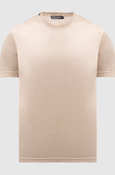 Бежевая футболка из шелка