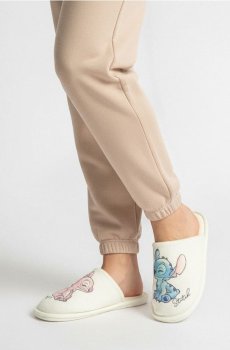 Тапочки з принтом Stitch - кремовий