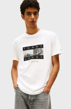 Мужская белая футболка PHOTO Белый XXL Tommy Jeans DM0DM22464