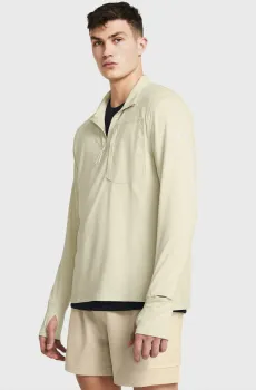 Мужской бежевый лонгслив UA TRAIL RUN QUARTER ZIP Бежевый S Under Armour 1383244-273