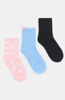Довгі шкарпетки з мотивом сердець 3 pack - різнобарвний