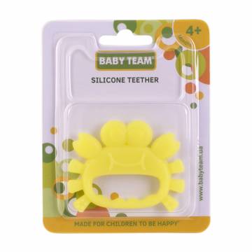 Прорезыватель Baby Team Морские обитатели Крабик, силиконовый, от 4 месяцев, желтый (4008)