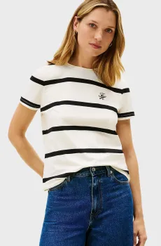 Женская белая футболка в полоску SCRIPT Белый S Tommy Hilfiger WW0WW47809