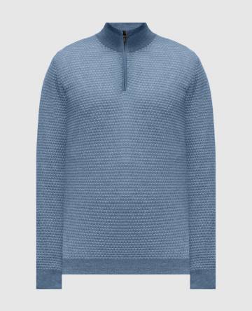 Голубой джемпер из мериноса шерсти в узор
