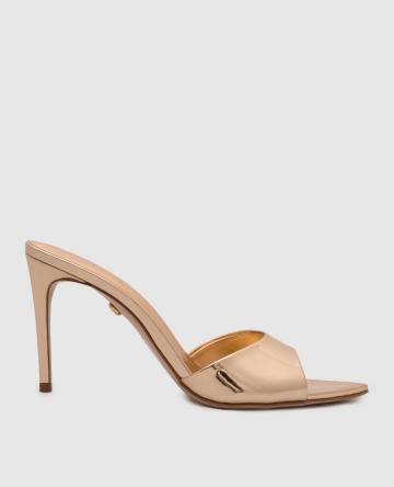 Золотые кожаные мюли