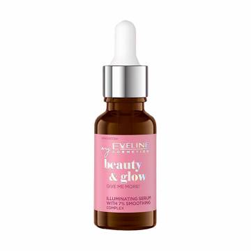 Сыворотка для лица придающая сияние Eveline Cosmetics Beauty & Glow Give Me More! Serum с 7% разглаживающим комплексом, 18 мл Сыворотка для лица придающая сияние Eveline Cosmetics Beauty & Glow Give Me More! Serum с 7% разглаживающим комплексом, 18 мл