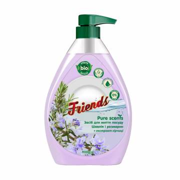 Средство для мытья посуды Friends Pure Scents Шалфей и розмарин, 900 г Средство для мытья посуды Friends Pure Scents Шалфей и розмарин, 900 г