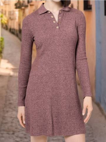 Міні-сукня з металізованою ниткою - рожевий Міні-сукня з металізованою ниткою - рожевий