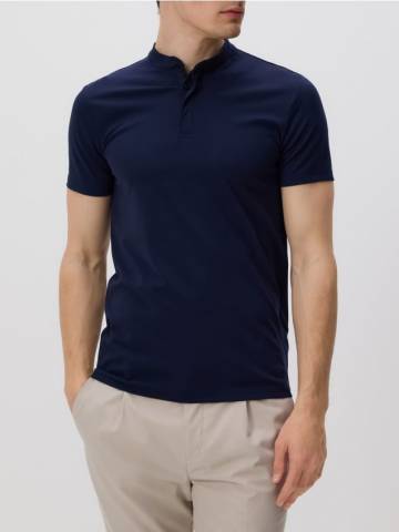 Reserved - Поло с узором slim fit - темно-синій - 868DI-59X