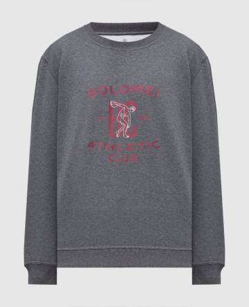 Серый свитшот с брендовым принтом