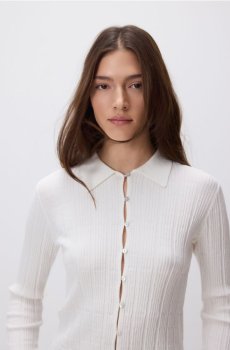 Reserved - Кардиган з коміром - кремовий - 750IM-01X