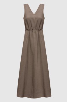 Коричневое платье с леном с цепочкой мониль