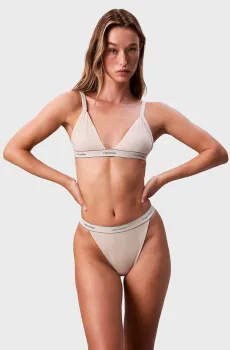 Женские бежевые трусики TANGA Бежевый M Calvin Klein LV00QF8370