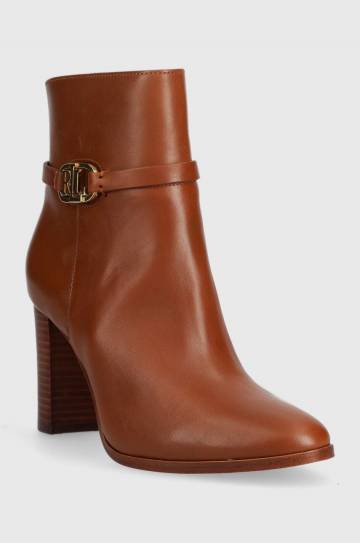 Кожаные полусапожки Lauren Ralph Lauren Maxie женские цвет коричневый каблук кирпичик 802912277001 Кожаные полусапожки Lauren Ralph Lauren Maxie женские цвет коричневый каблук кирпичик 802912277001