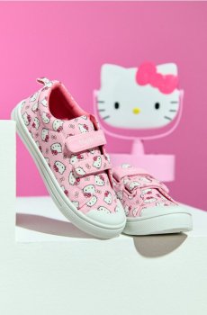 Kokvilnas sporta apavi ar ādas zolīti "VESELA PĒDA" Hello Kitty - пастельний рожевий