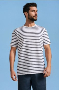 Футболка у смужку - кремовий