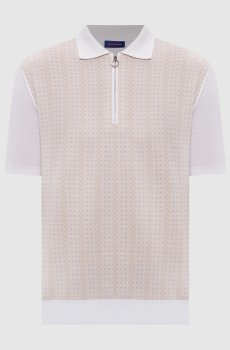 Белое поло из шелка в узор