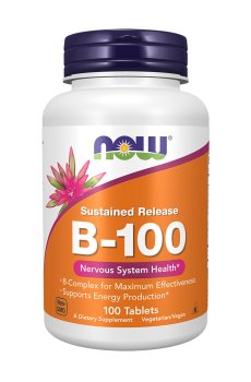 Комплекс витаминов замедленного высвобождения NOW foods B-100, 100 таблеток