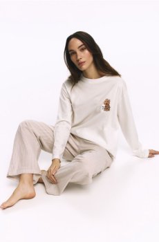 Reserved - Піжамний комплект із двох предметів із принтом - бежевий - 096HQ-08X