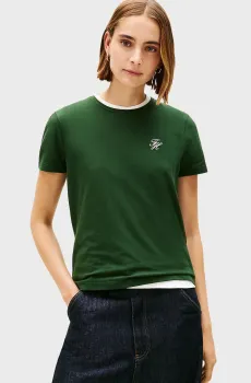 Женская зеленая футболка SCRIPT Зеленый S Tommy Hilfiger WW0WW47809