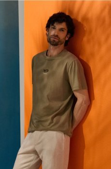 Бавовняна футболка з принтом риби - світло-зелений