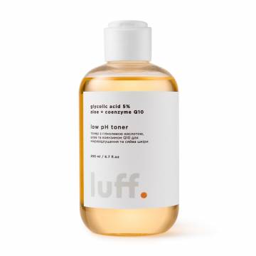 Тонер для лица Luff Low pH Toner с гликолевой кислотой, алоэ и коэнзимом Q10, для микроотшелушивания и сияния кожи, 200 мл Тонер для лица Luff Low pH Toner с гликолевой кислотой, алоэ и коэнзимом Q10, для микроотшелушивания и сияния кожи, 200 мл