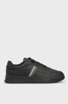 Мужские черные кожаные сникерсы SUPERCUP STRIPES TUMBLED Черный 44 Tommy Hilfiger FM0FM05300