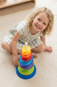 Іграшка для складання кілець на стійці - різнобарвний