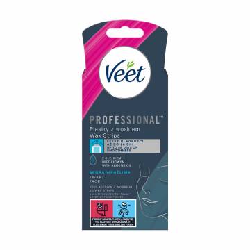 Восковые полоски для депиляции Veet Professional для чувствительной кожи лица, 20 шт Восковые полоски для депиляции Veet Professional для чувствительной кожи лица, 20 шт