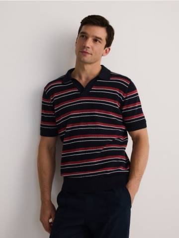 Reserved - Сорочка поло regular fit із текстурованого трикотажу - різнобарвний - 166EG-MLC Reserved - Сорочка поло regular fit із текстурованого трикотажу - різнобарвний - 166EG-MLC