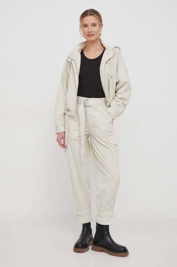 Брюки Dkny женские цвет бежевый фасон cargo высокая посадка Брюки Dkny женские цвет бежевый фасон cargo высокая посадка