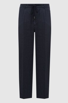 Синие брюки из льна