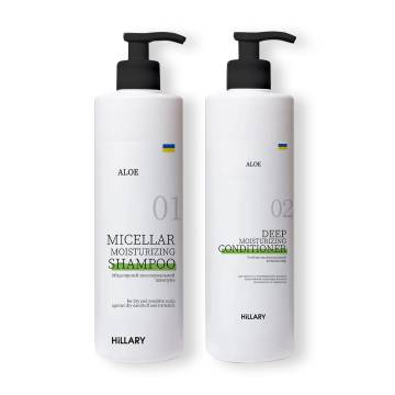 Шампунь + Кондиціонер Hillary Aloe Micellar Moisturizing, 500 мл Шампунь + Кондиціонер Hillary Aloe Micellar Moisturizing, 500 мл