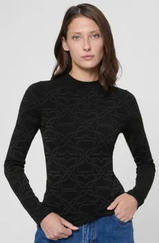 Женский черный джемпер с узором Черный M HUGO 50542604;968