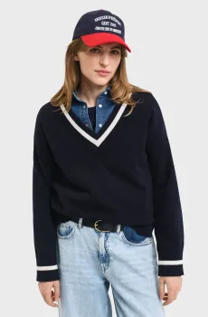 Женский темно-синий шерстяной пуловер SUPERFINE Синий M Gant 4805265