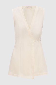 Бежевый жилет Khai на запах со льном