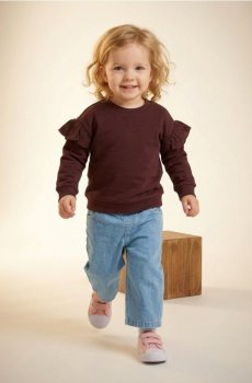 Світшот з круглим коміром і вишивкою - кремовий