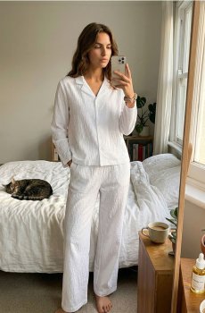 Однотонна двокомплектна піжама - білий