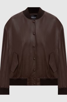 Коричневый кожаный бомбер Livia