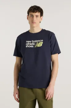 Мужская синяя футболка Athletics Premium Relaxed Chest Logo Синий L New Balance MT51900DNT