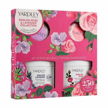 Набор для тела Yardley English Rose & Lavender (тальк Lavender, 50 г + мыло Lavender, 50 г + тальк Rose, 50 г + мыло Rose, 50 г) Набор для тела Yardley English Rose & Lavender (тальк Lavender, 50 г + мыло Lavender, 50 г + тальк Rose, 50 г + мыло Rose, 50 г)